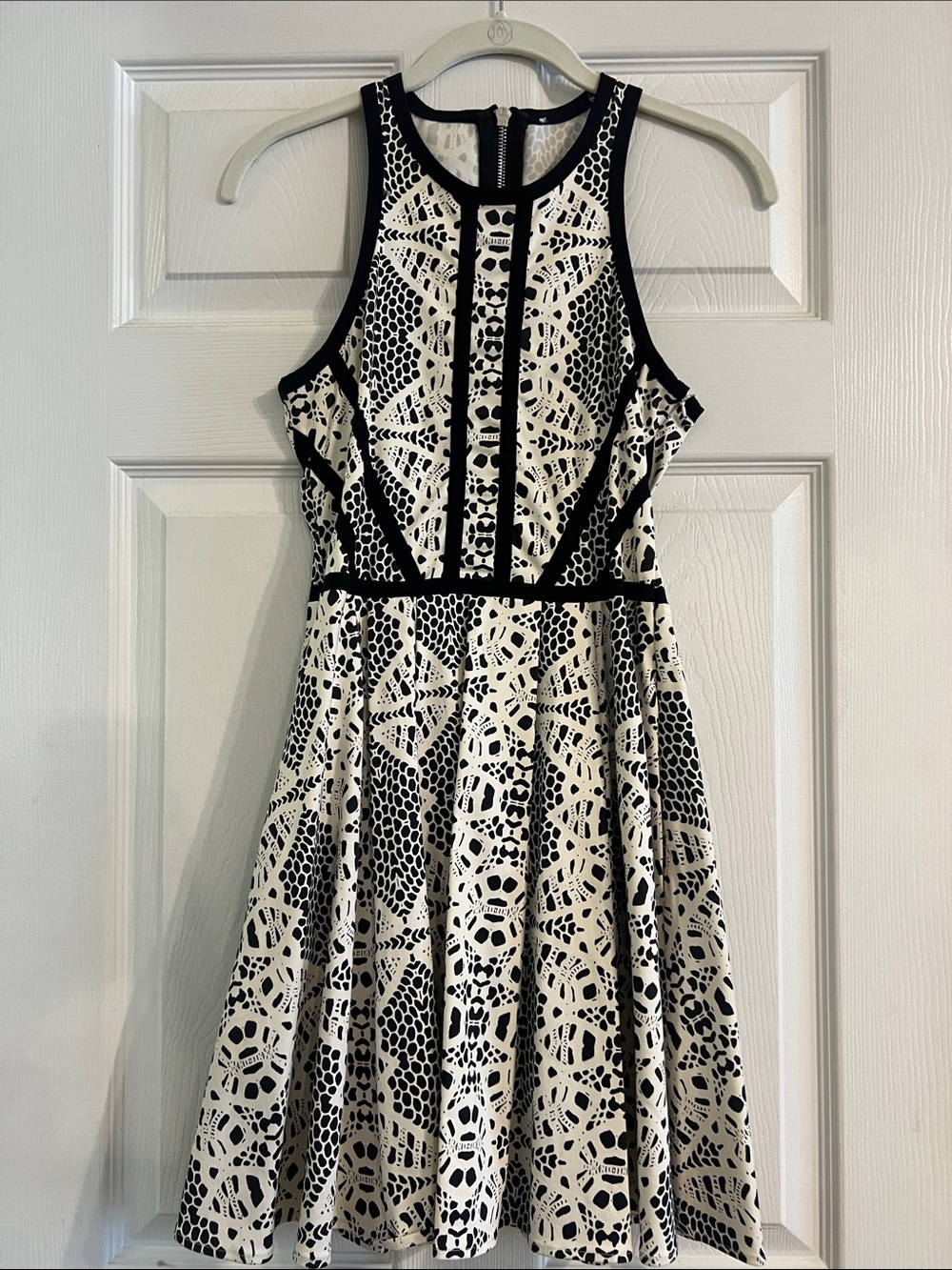 Parker Lace Black White Fit Flare Pocket Dress